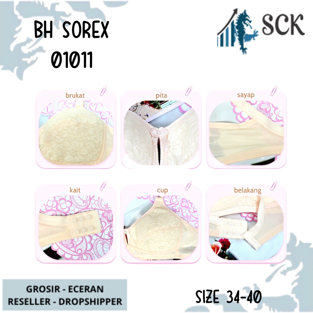 BH SOREX 01011 Busa Tipis Tanpa Kawat Brokat / Pakaian Dalam Wanita / BH Full Cup Perempuan - sckmenwear GROSIR