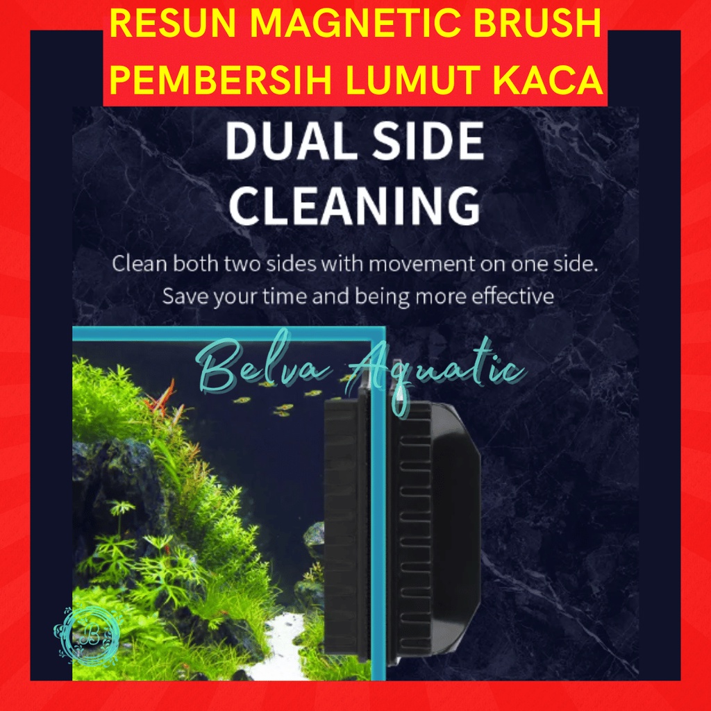 RESUN MAGNETIC BRUSH MEDIUM Sikat Sinking Magnet Pembersih Lumut Kaca Alga Algae Cleaner Aquarium Aquascape Ukuran Sedang MB-M