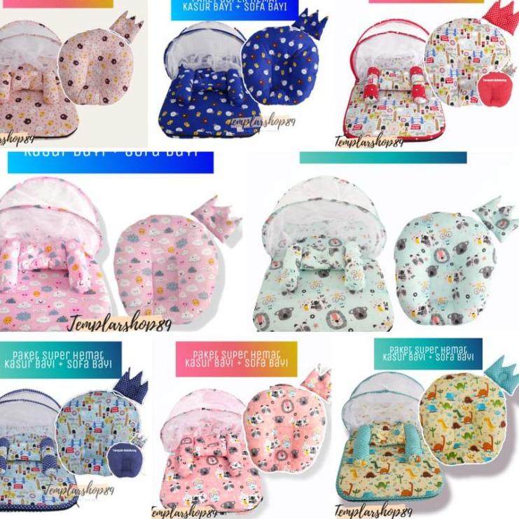 First Order Paket Combo Hemat Kasur Bayi Kelambu Dan Sofa Bayi  Free Bantal Kelambu + Tas