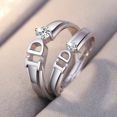 Goldkingdom Fashion Perhiasan Aksesoris Ready Stock Pasangan Pria Dan Wanita Cincin Adjustable Korea Berlian Bertatahkan Cincin Pernikahan Cincin