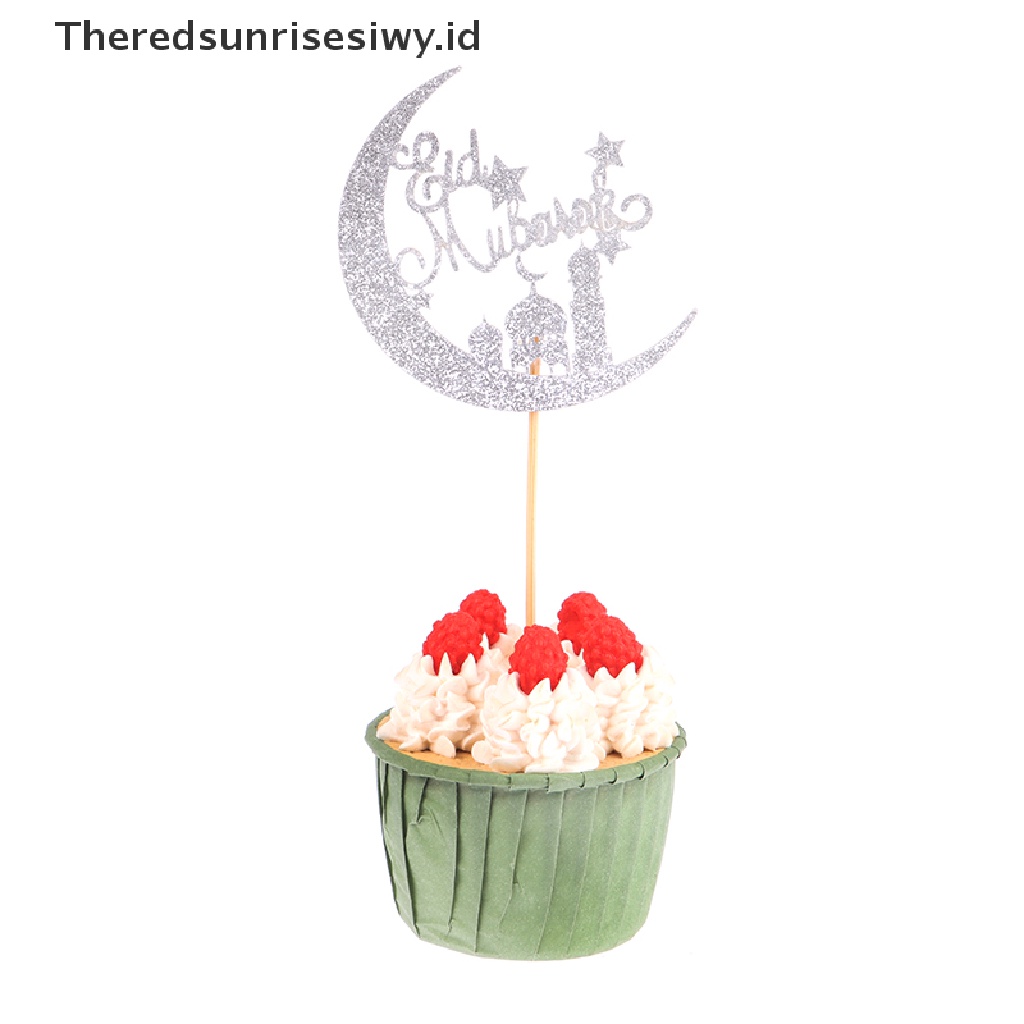 # Baju Lebaran # Hiasan Kue Akrilik Eid Mubarak Castle Moon CupCake Topper Dekorasi DIY~