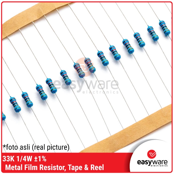 Resistor 33K Ohm 1/4W 1% Metal Film Resistor 33K 0.25 Watt 0.25W