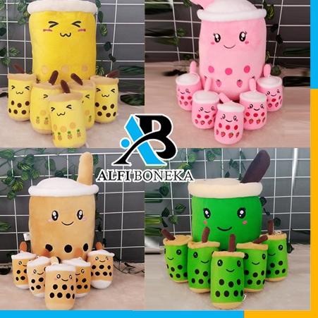 ❅ Boneka Boba Milk Tea Beranak 5 Induk 1 Bahan Berkualitas Tinggi Induk 30cm Terbaru - Boneka Berana
