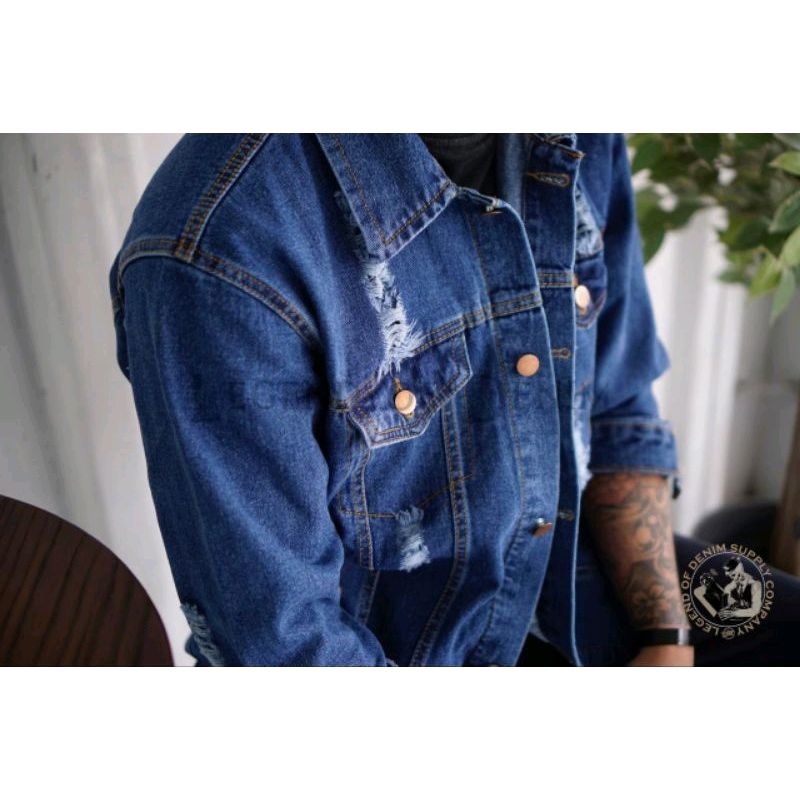 [ BAYAR DI TEMPAT / COD ] JAKET JEANS PRIA SENWASH BOMBER RCFL / ROCAFELA