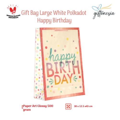 

Tas Kado Gift Bag Large White Polkadot Birthday Giftonesia Hampers