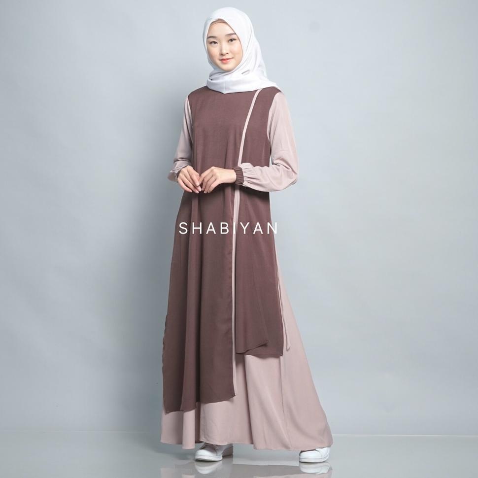 LANGSUNG ATC SHABIYAN 435 Gamis Remaja Dewasa Kombinasi 2 Warna | Syakila