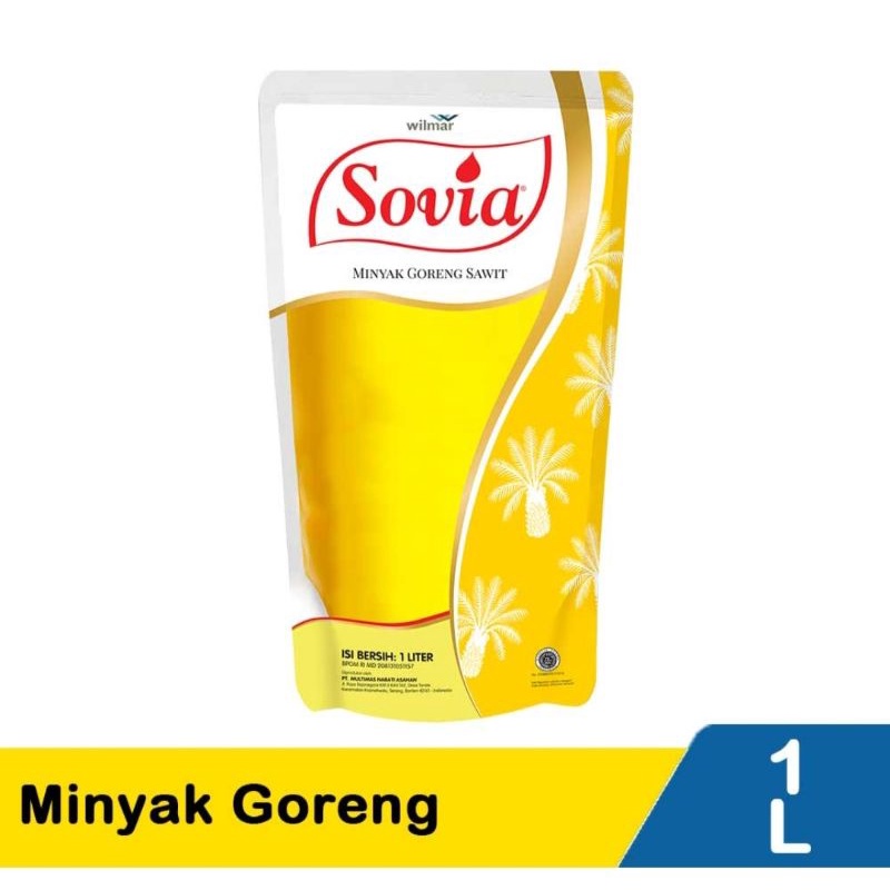 

Minyak goreng kemasan 1L merk Sovia , harumas , camar