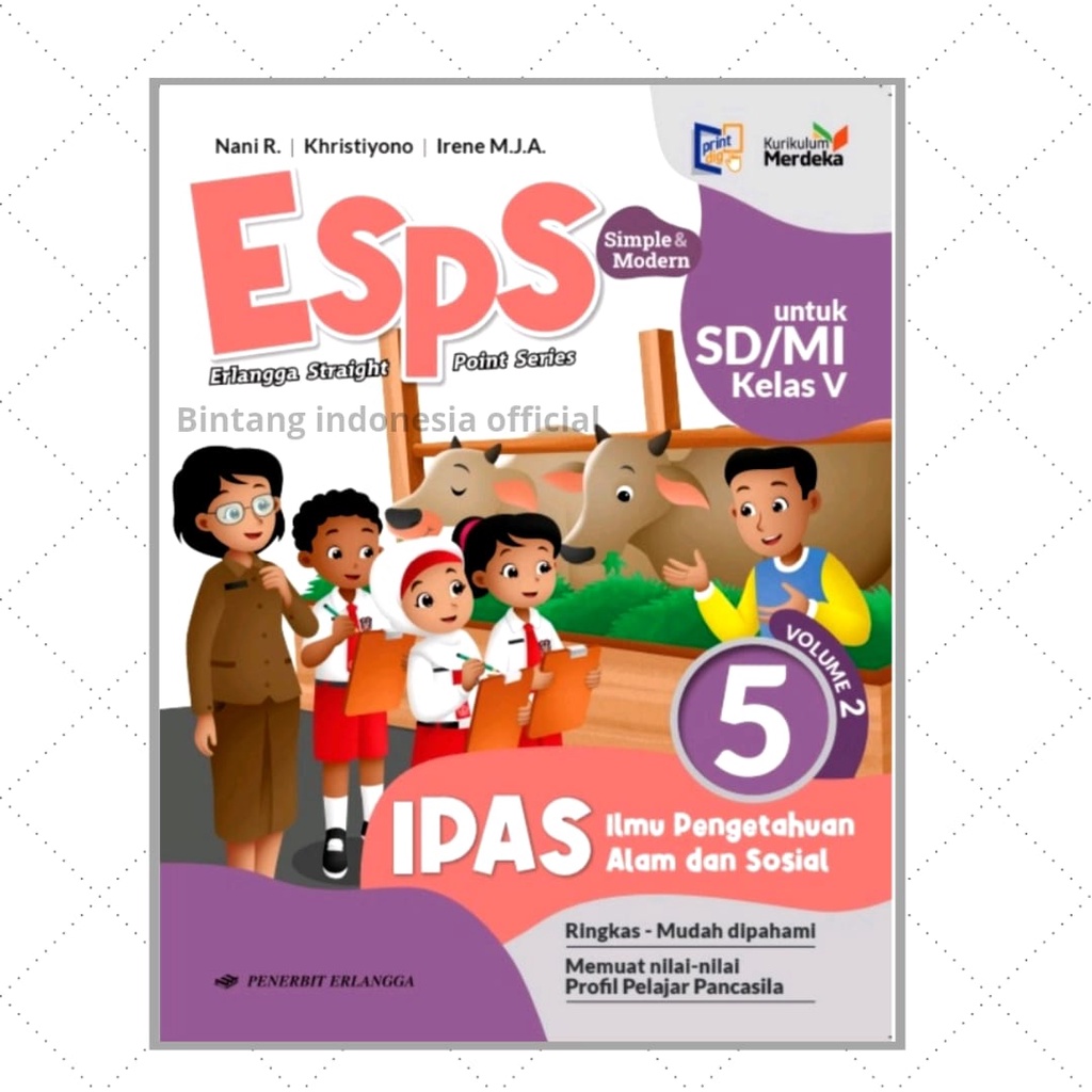 Buku Pelajaran ESPS IPAS Kelas 1.2.4 &amp; 5 Kurikulum Merdeka Erlangga
