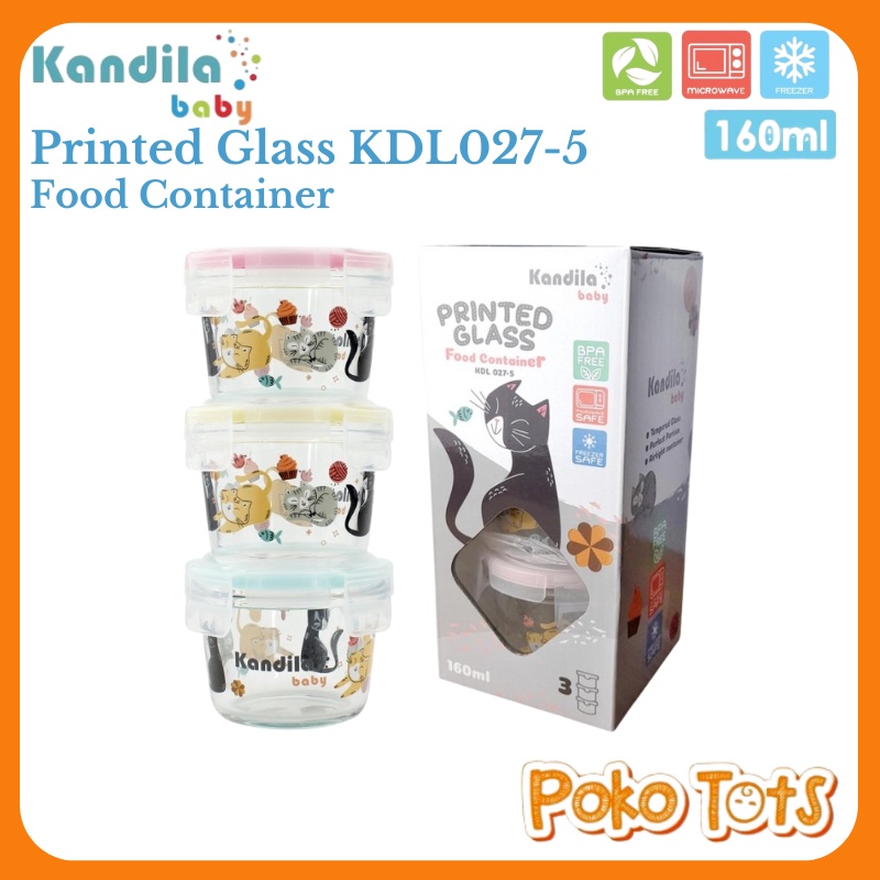 Kandila Baby Printed Glass Food Container 160ml Isi 3pcs KDL027-5 Tempat Makanan Bayi WHS