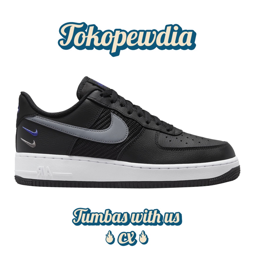 Nike Air Force 1 '07 Black Grey White Mini Swoosh
