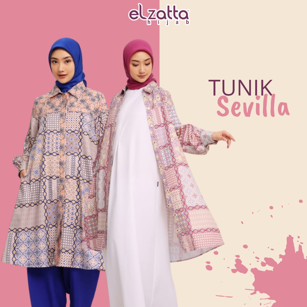 ELZATTA LONG TUNIC SARIMBIT SEVILLA BAJU ATASAN WANITA TUNIK WANITA KEMEJA BUSUI TERBARU TUNIK ELZAT