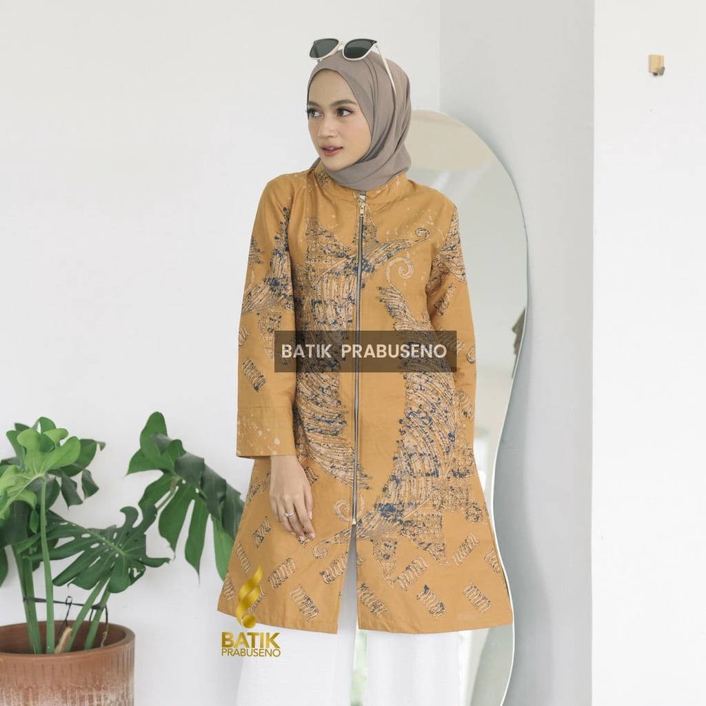 Tunik UDARATI KUNING Atasan Prabuseno Baju Batik Wanita Lengan Panjang Original Modern Premium Jumbo