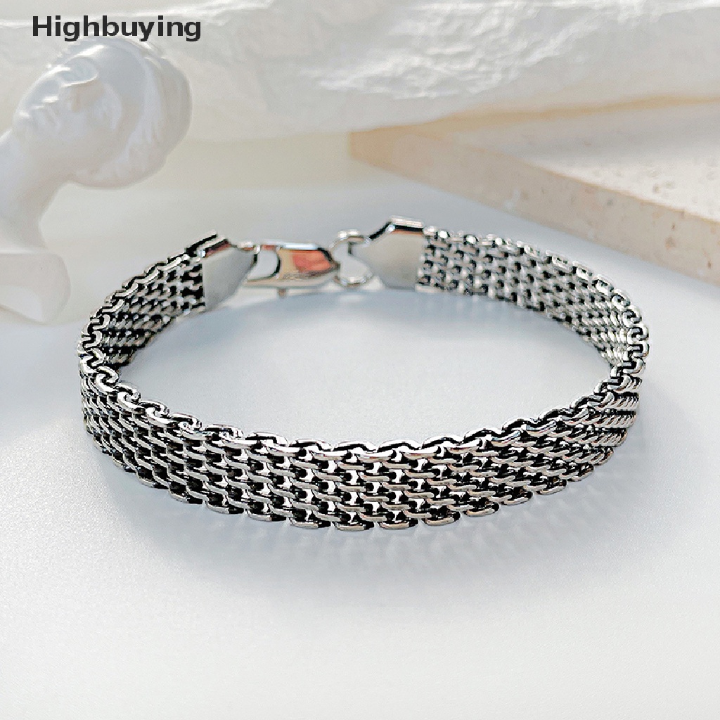 Hbid Vintage Serbaguna Pria Gelang Bangle Hadiah Natal Gelang Stainless Steel Berongga Mesh Baja Titanium Hiasan Tangan Glory