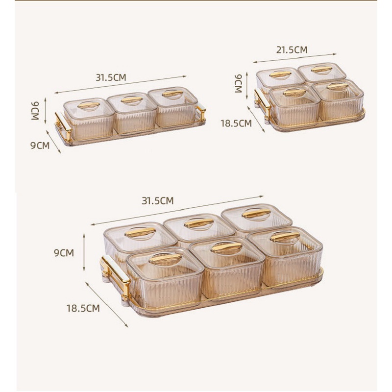 Snack Tray / Fruit Tray / Tempat Saji Snack Cemilan Pajangan Rumah Rak Cemilan Mewah Gold  3/4/6 Set With Plastic Tray