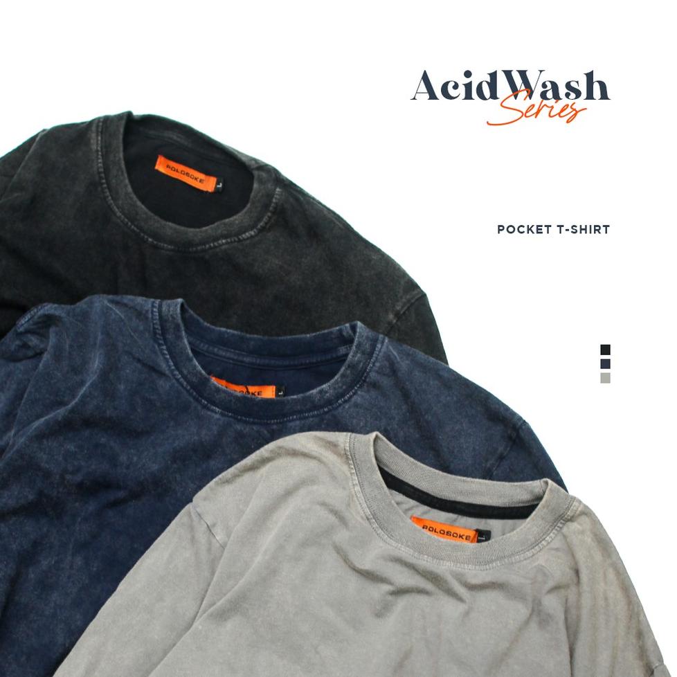 SALE Polosoke Kaos Polos Kantong T-shirt Acid Wash // Pocket T-shirt Acid Wash // Snow Wash