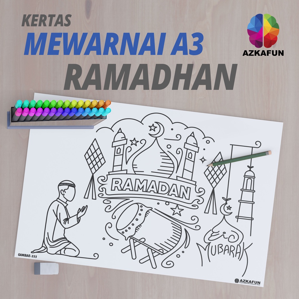 Kertas Mewarnai A3 RAMADHAN - Mewarnai anak