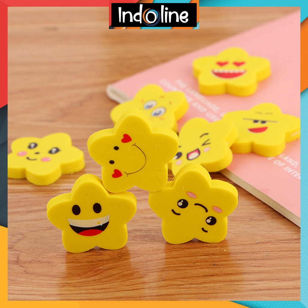 

✔️ Penghapus Pensil Bintang Karakter Emoji Smile Set 3pcs Import COD