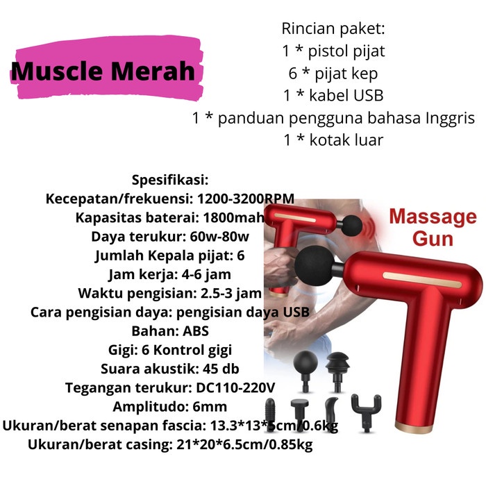 LAT PIJAT ELEKTRIK/ALAT PIJAT BADAN/ELEKTRIK DENGAN USB AlatPIJAT Otot Sendi Terapi Elektrik Red Mus