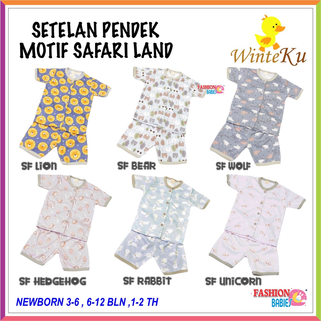 WINTEKU BABY SET SAFARI LAND | SETELAN BAYI KANCING PENDEK MIRIP VELVET ❤ Fashionbabies ❤