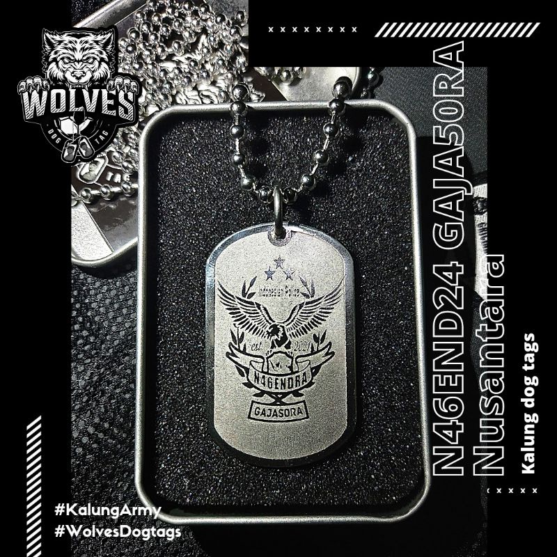 Kalung dogtag logo N46ENDRA GAJA50RA /  Kalung Nagendra gajasora / Kalung Polisi / Dog tag / Kalung 