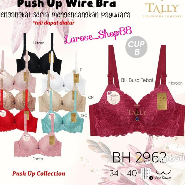 Viral Bh Tally 2962 Busa Tebal | Push Up Bra Tally Pakai Kawat Sayap Lebar Kait 3