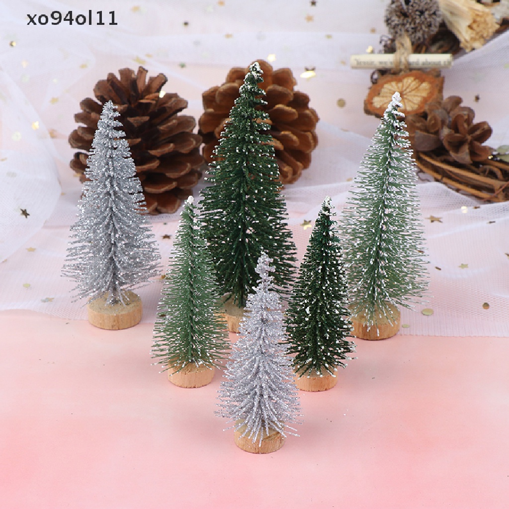 Xo 3PCS/set Pohon Natal Tahun Baru Mini Little Pine Tree Dekorasi Meja Natal OL