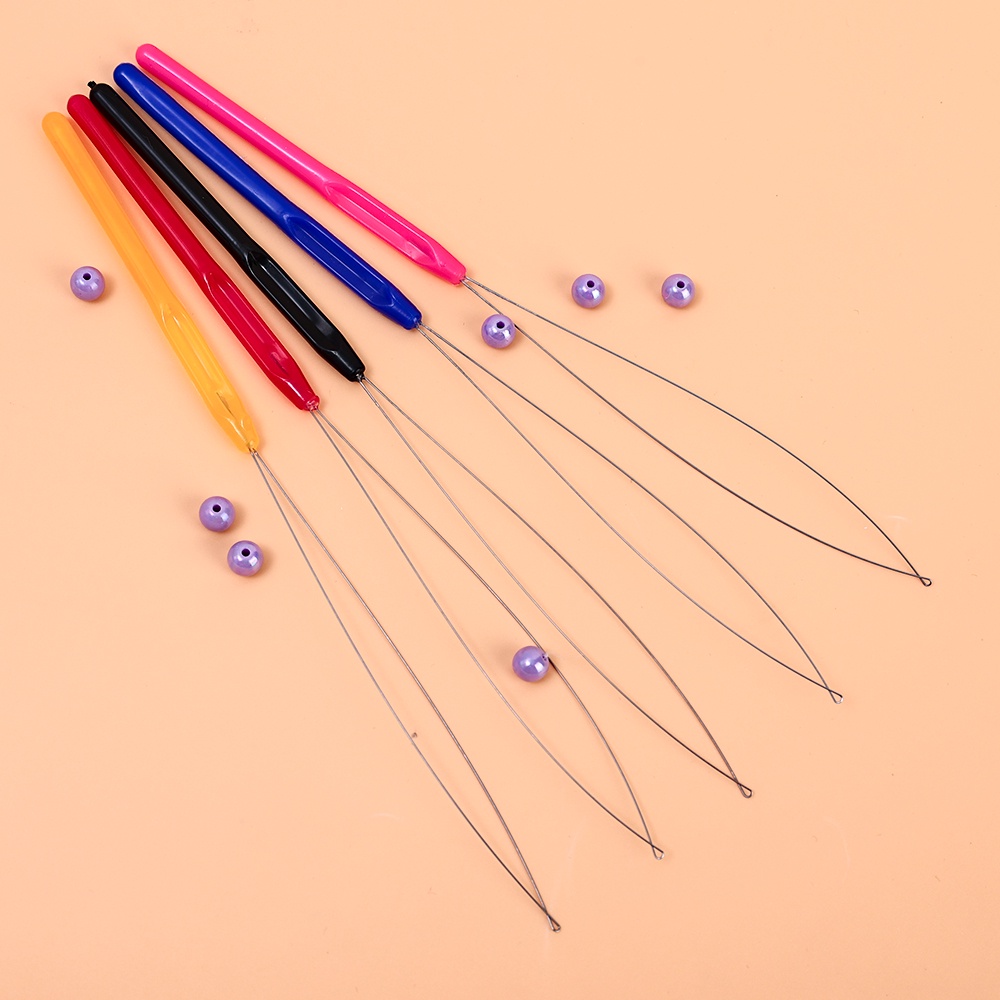 Diy Colorful Pegangan Plastik Manik Threader Mode Threader Ringan Multifungsi Wig Crochet Tools