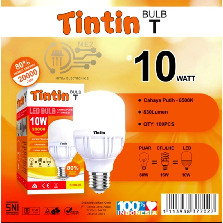 Bohlam Lampu Led Murah Terang Tintin 5 10 15 20 watt SNI super ekonomis
