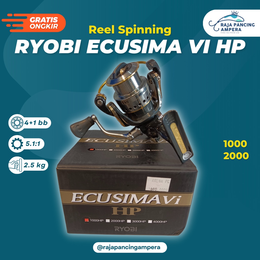 Reel Pancing Ryobi Ecusima VI HP, Power Handle Tipe 1000 & 2000 | Bisa COD SPayLater