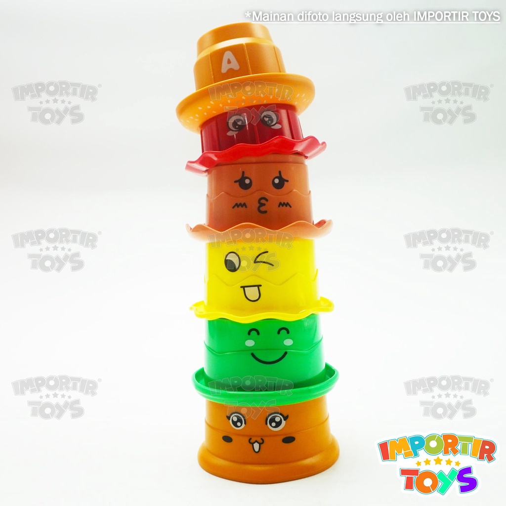 Mainan Edukasi Bayi Stacking Cup Burger isi 6pcs Kualitas Import