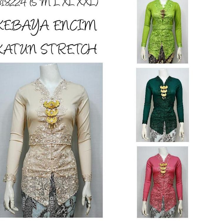 ✱ Indah KEBAYA ENCIM MODERN LENGAN PANJANG BORDIR SENADA KATUN STRETCH KEBAYA WISUDA KEBAYA KATUN KE