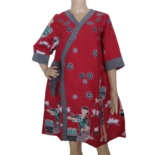 Dress Mbok Jamu Merah | Tunik Batik Wanita Ethnic