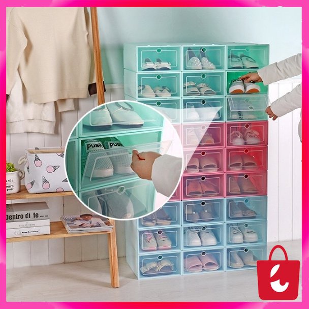 (1PCS) Kotak Sepatu Tempat Penyimpanan Sandal Shoe Storage Box Sepatu Frame