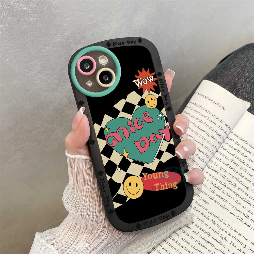 Realme 10 5 5i 6i C3 C35 C33 C31 C30 C21Y C25Y C21 RealmeC11 C11 2021 C25 C15 C12 C2 Kotak Hitam Putih Graffiti Love Lembut TPU Phone Case Binteacase