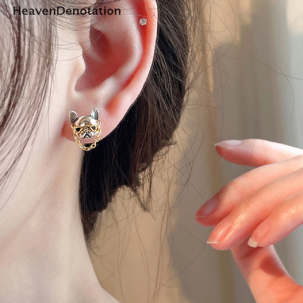 [HeavenDenotation] 1pasang Kreatif Gaya Hip Hop Lucu French Bulldog Stud Earrings Untuk Wanita Gadis Lucu Anting Pesta Perhiasan Hadiah HDV