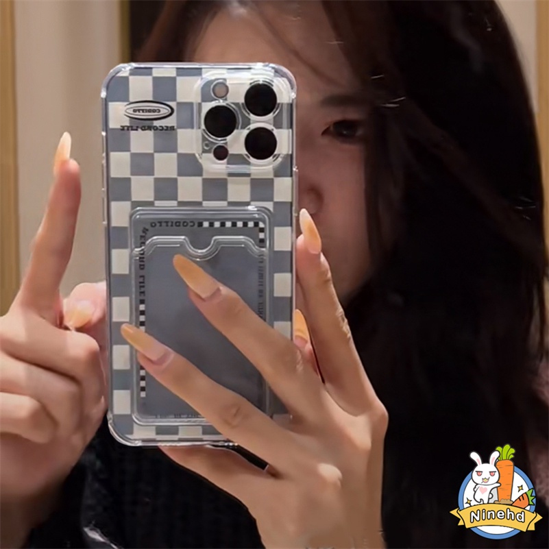 Samsung A04e A04s A04 A03s A03 A13 A12 A14 A22 A32 A33 A53 A73 A23 M23 A52s A52 A72 A71 A51 A50 A30s A30 A10s Tempat Slot Dompet Kotak-Kotak Putih Casing Ponsel Sarung Pelindung Shockproof