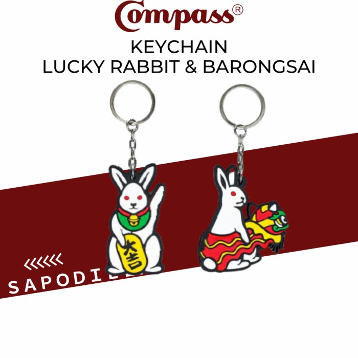 Compass fxxkingrabbits money kills keychain lucky rabbit & barongsai