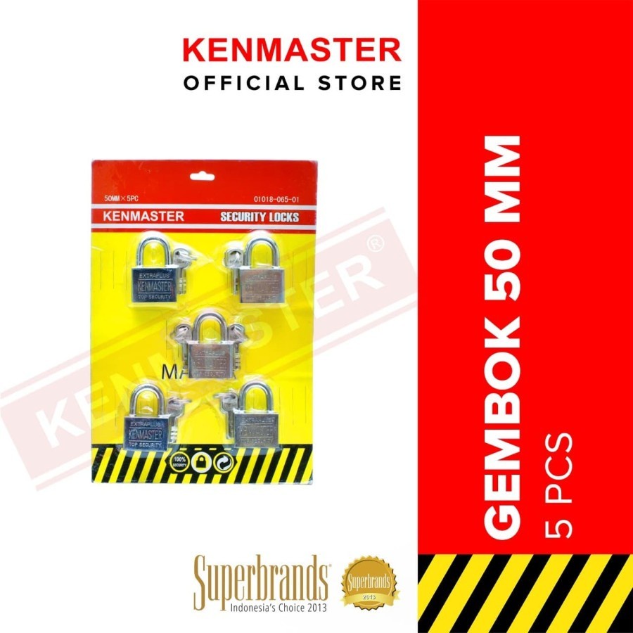 Kunci Gembok Master Key 50mm Kenmaster isi 5 Buah