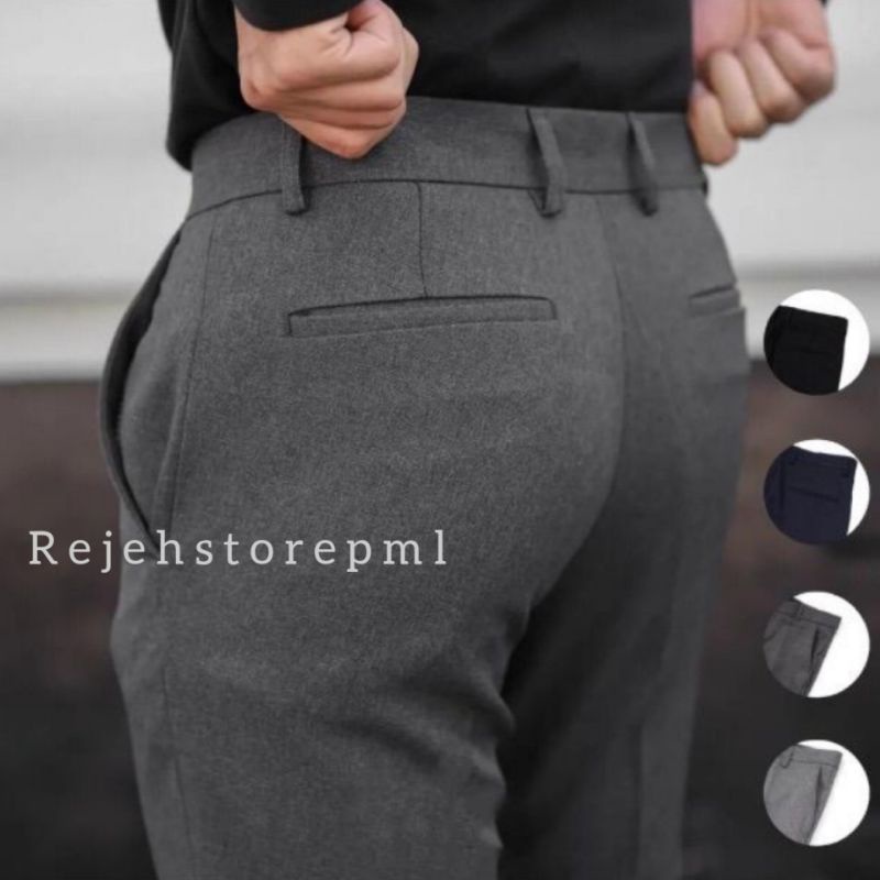 CELANA KANTOR FORMAL PRIA SLIMFIT BAHAN DASAR KAIN SIZE 27 SAMPAI 38