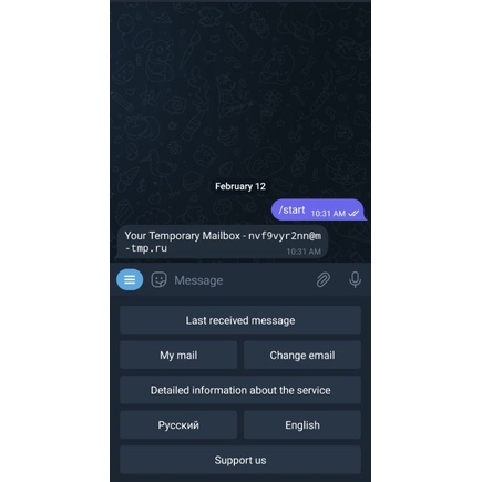 Telegram Bot Temporary Email