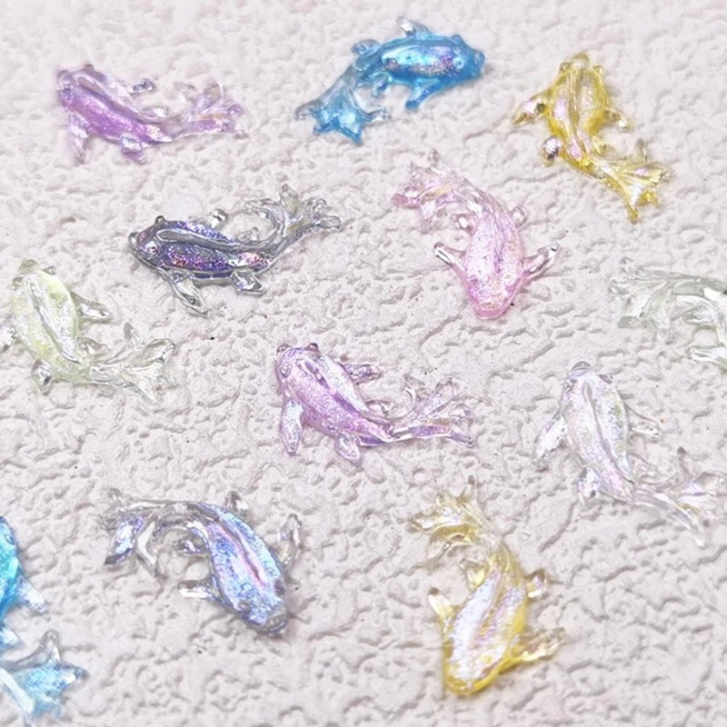 100 Pcs/Kotak Ikan Mas Resin Dekorasi Kuku/3D Aurora Warna Transparan Flatback Nail Beads/DIY Shiny Manicure Decal