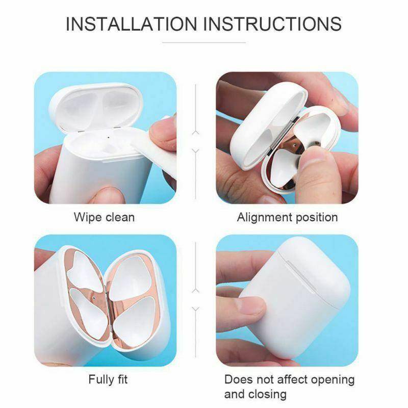 Untuk Apple Airpods Pro 2kotak Pengisian Earphone Tahan Debu Stiker Anti Debu Waterproof Metal Pelindung Debu Stiker Untuk Airpods3 2 1