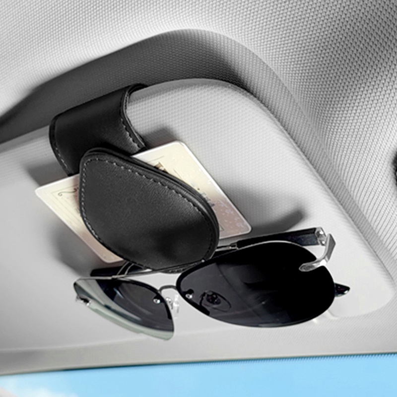 [AYBx] Baju Kaos Distro Pria Wanita Lengan Pendek Tempat Kacamata Mobil Fashion Kartu Nama Sunglasses Holder Leather Sun Visor Storage Holder Car