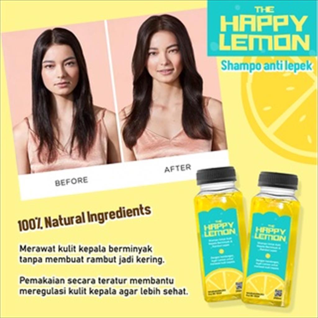 HAPPY LEMON / STRAWBERRY SHAMPO RAMBUT BERMINYAK ANTI LEPEK MENYEHATKAN KULIT KEPALA UNTUK KERAMAS SETIAP HARI  250ML