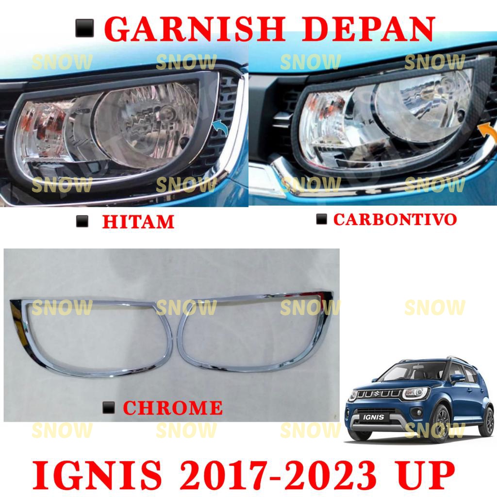 Paket Garnish Lampu Depan Belakang Suzuki Ignis 2017 2022 2023 Hitam Chrome Carbontivo