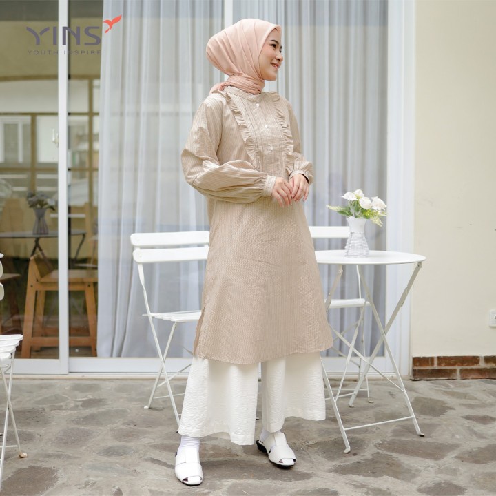 Tunik Inspire Youth ITU 087 Terbaru / Sand-Maroon-Black / Fashion Muslim Tunik Terbaru