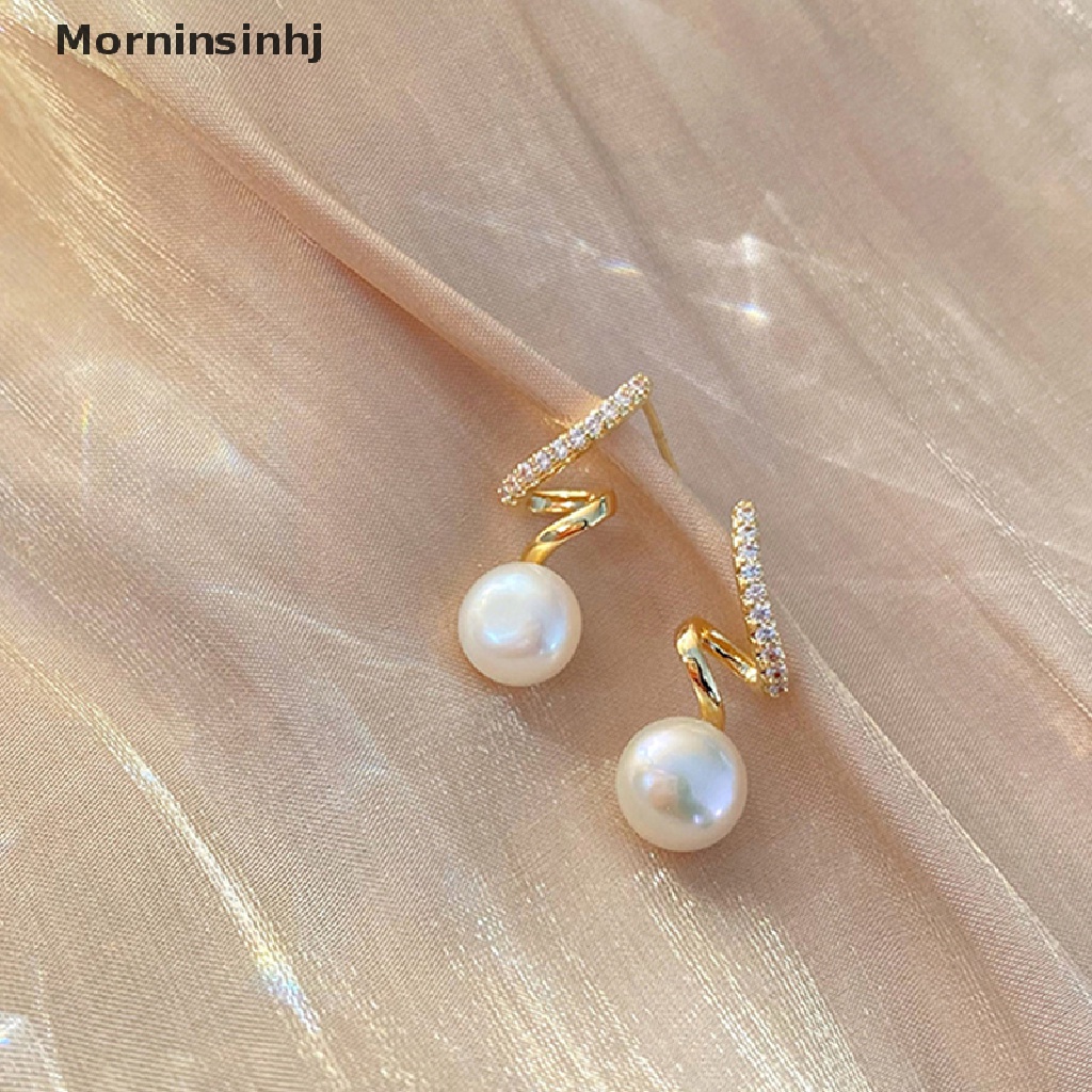 Mornin 1pasang Ins Gaya Korea Bersinar Fashion Anting Mutiara Wanita Berlian Imitasi Anting Mutiara Perhiasan Sederhana Anting Wanita Dekorasi id