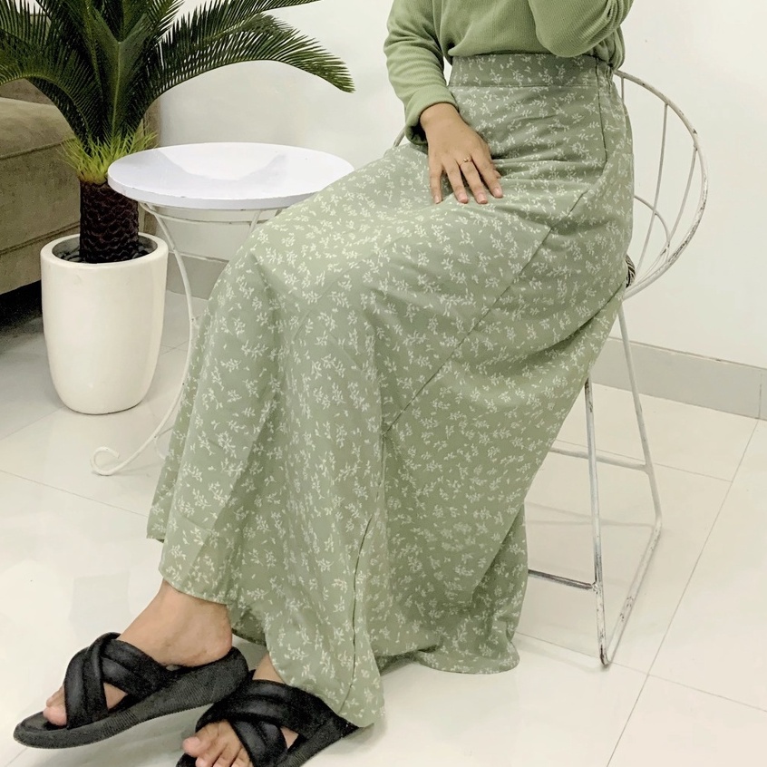 FLORAL SKIRT SAKURA DAMARA ROK / ROK MOTIF BUNGA KOREAN SKIRT part 2-MATCHA Damara Skirt