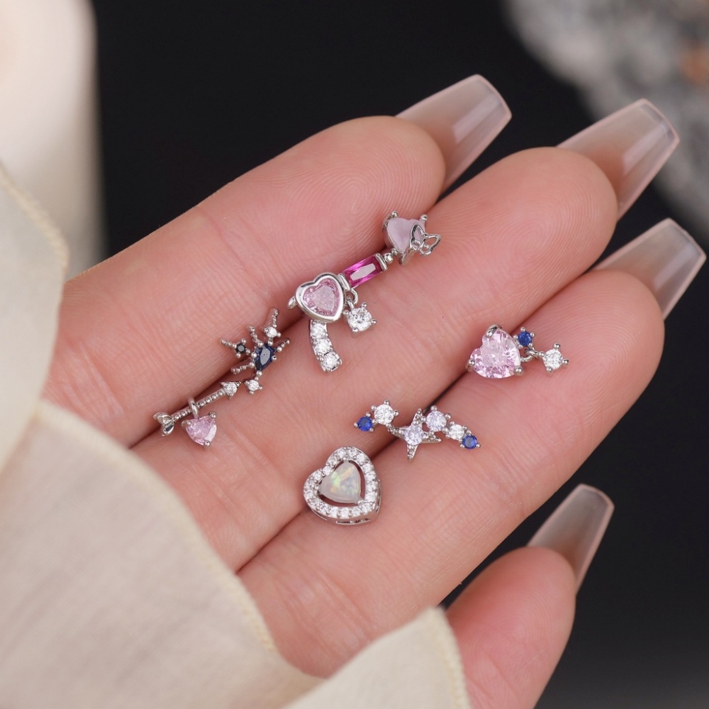 Opal Hati Kupu-Kupu Planet Anting Kepribadian Perempuan Perhiasan Gadis Sederhana Seksi