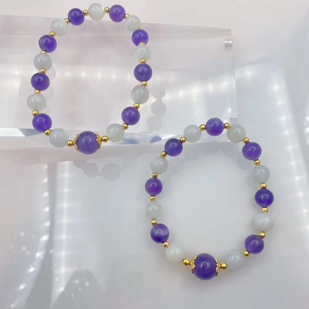 Gelang Kristal Energi Positif Natural Amethyst Moonlight Untuk Wanita